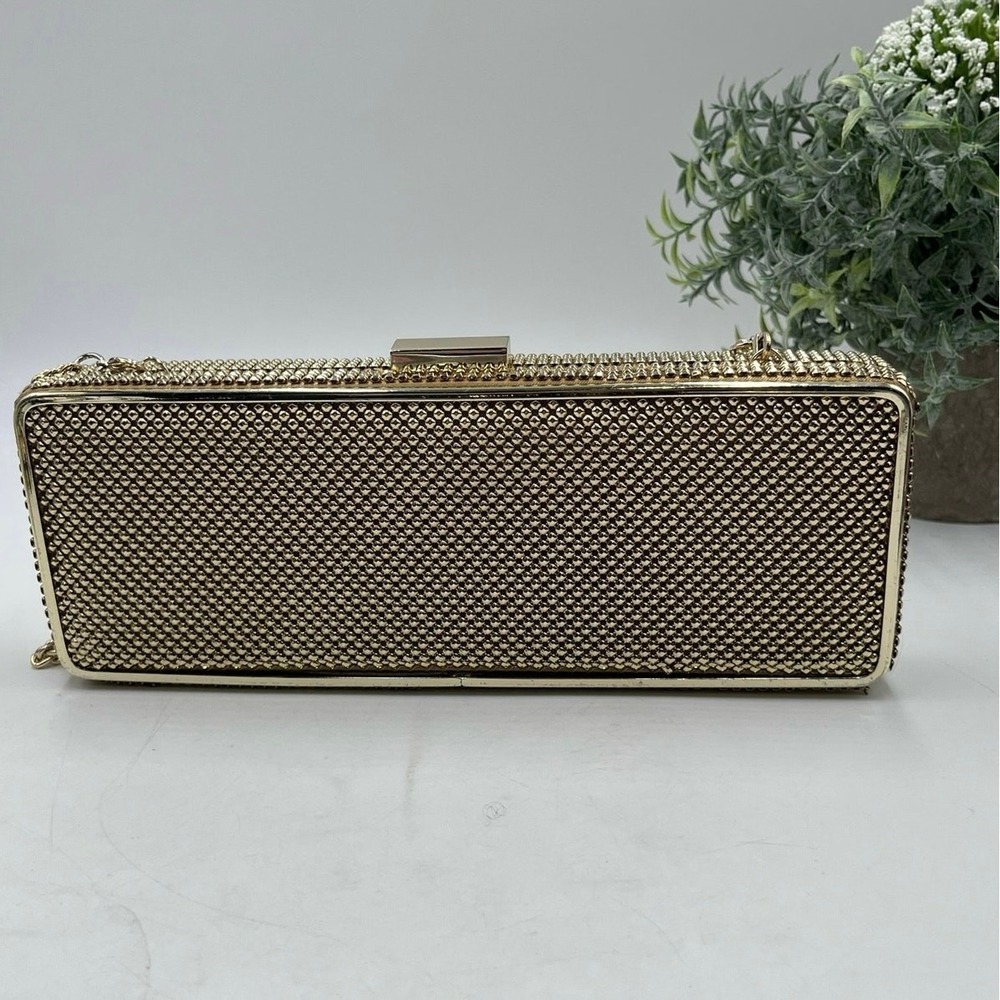 Whiting & Davis Gold Tone Mesh Hollywood Boulevard Rectangular Clutch